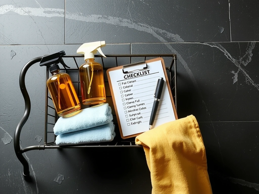 ShineMode cleaning caddy with organized tools and checklist